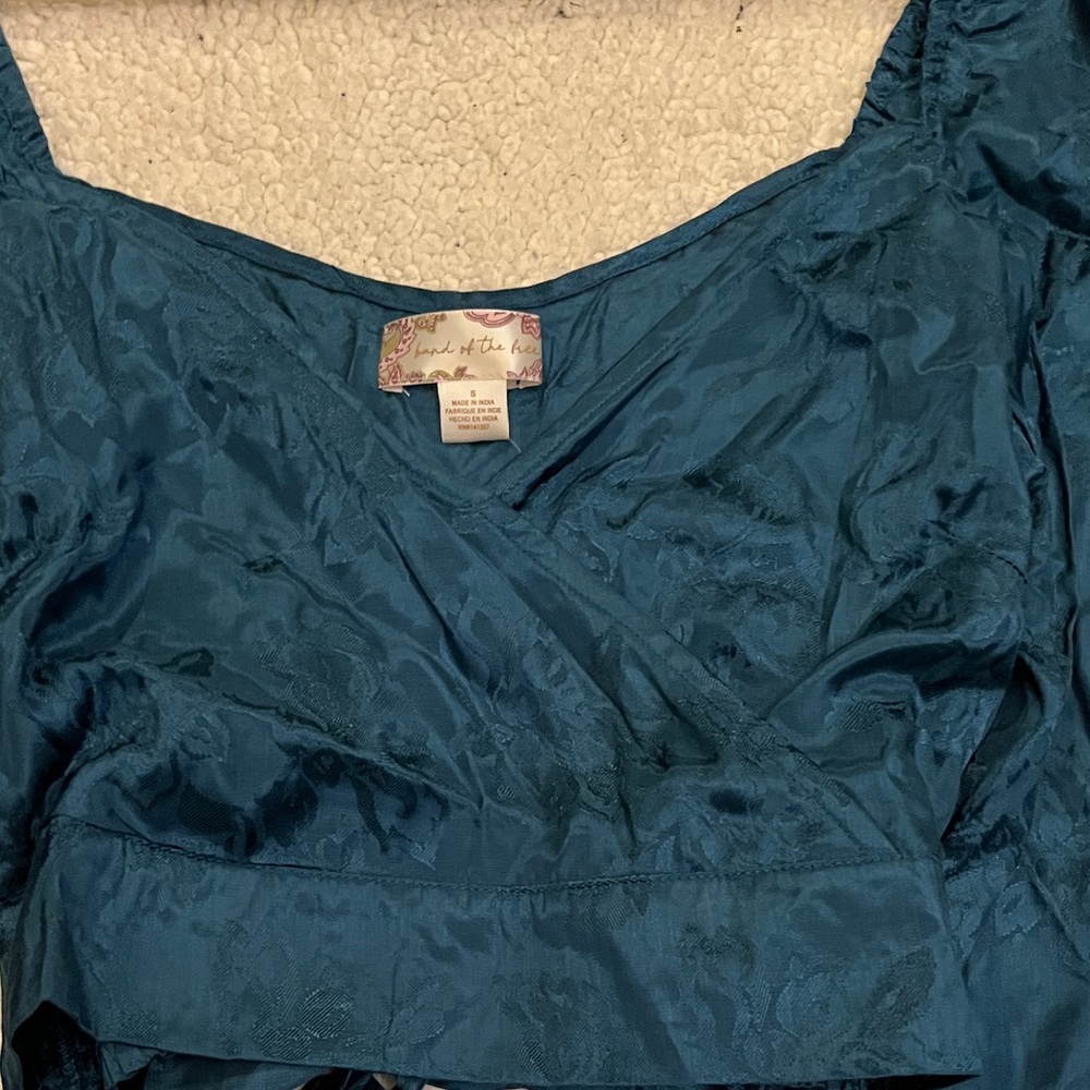Chic Teal Balloon Sleeve Blouse - Picture 11 of 11